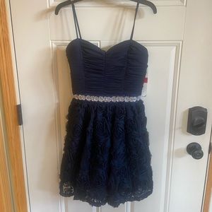 Juniors Rosette Trixxi Navy Blue Dress, Size 13